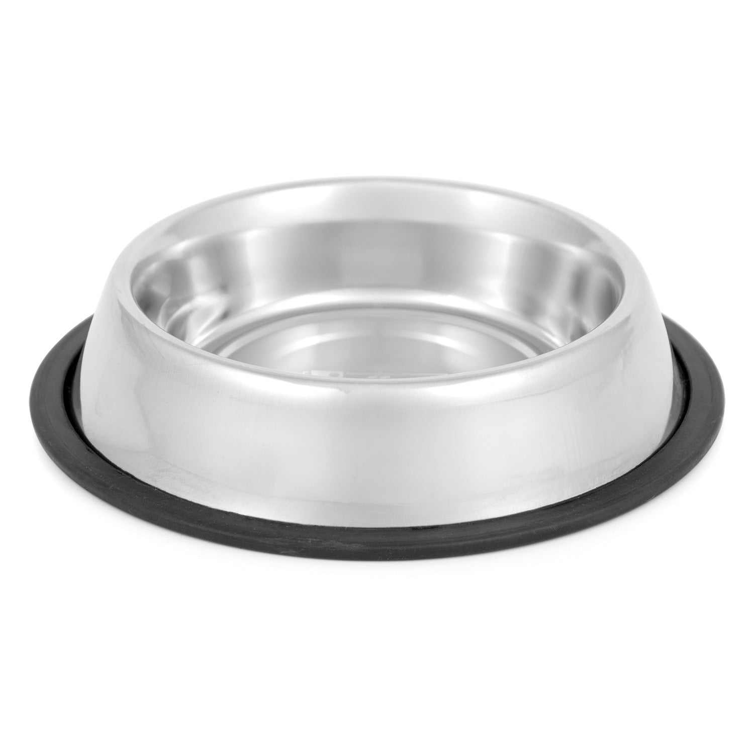 Jeffers No-Skid/No-Tip stainless steel pet bowls with rubber base preventing tipping and sliding