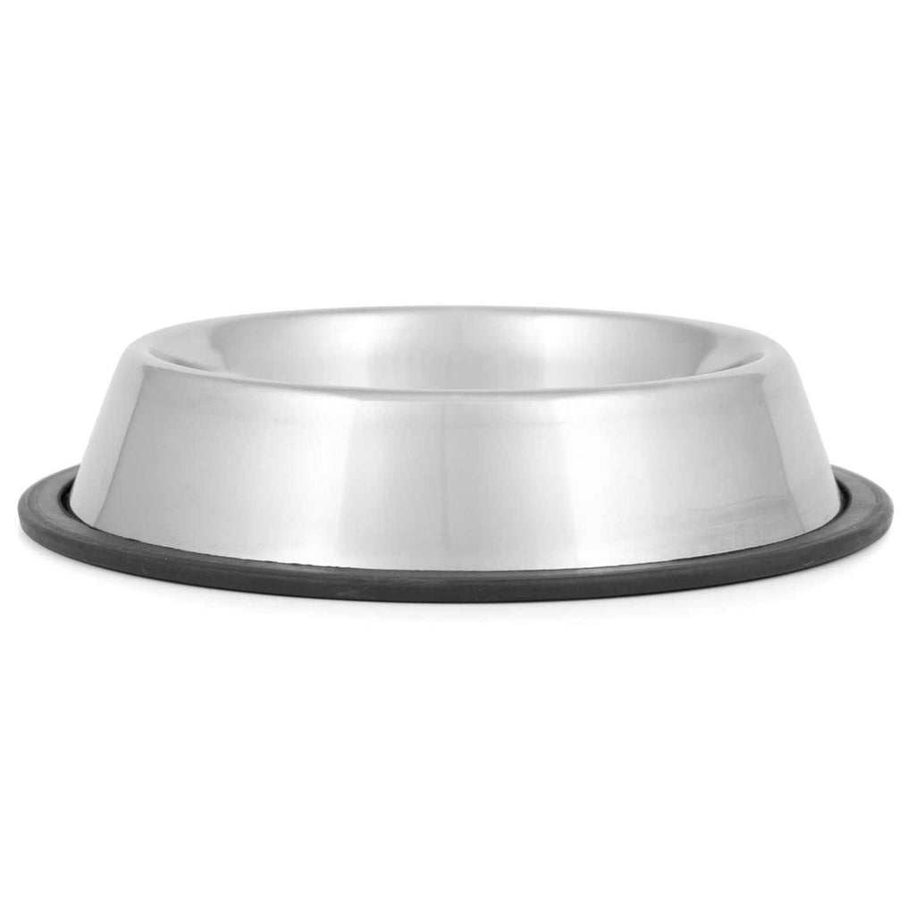 Jeffers No-Skid/No-Tip stainless steel pet bowls with rubber base preventing tipping and sliding