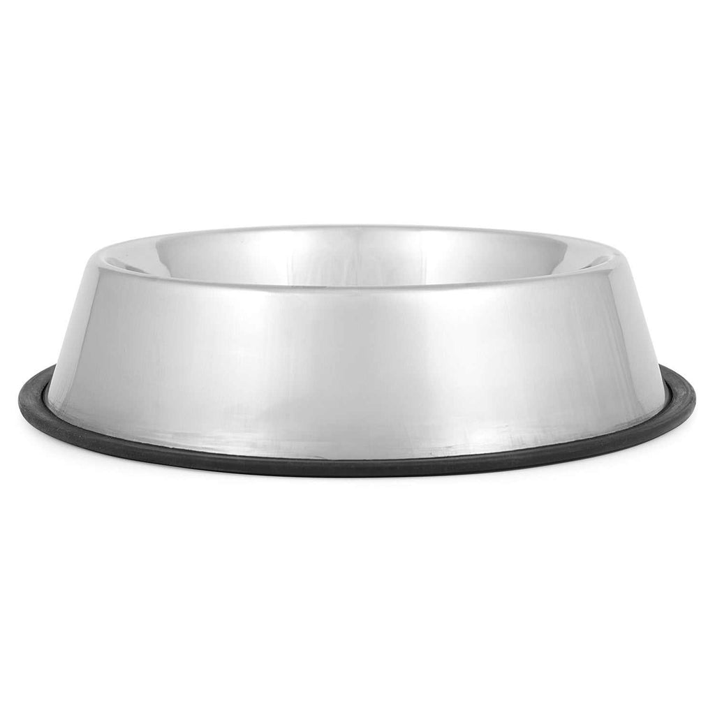 Jeffers No-Skid/No-Tip stainless steel pet bowls with rubber base preventing tipping and sliding