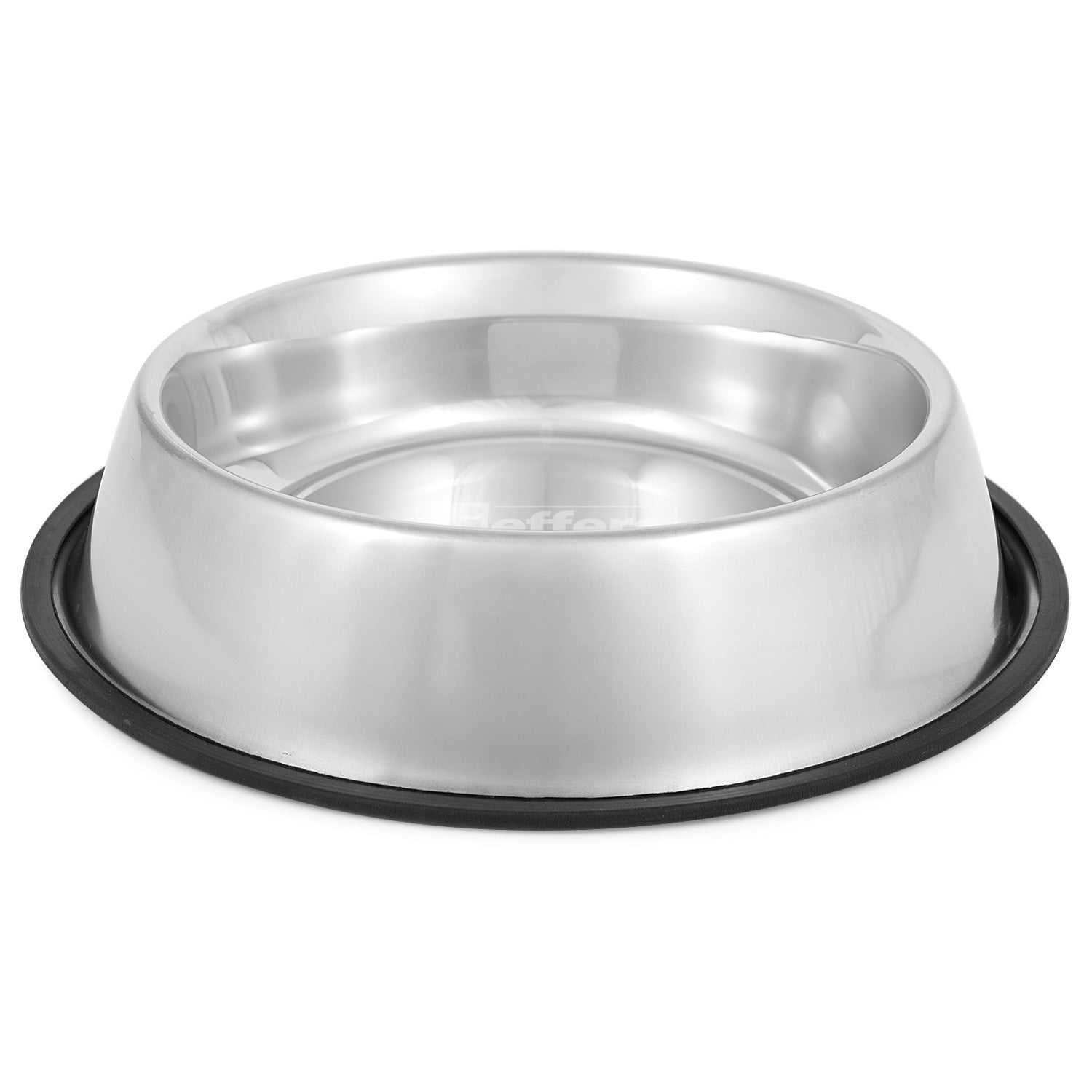 Jeffers No-Skid/No-Tip stainless steel pet bowls with rubber base preventing tipping and sliding