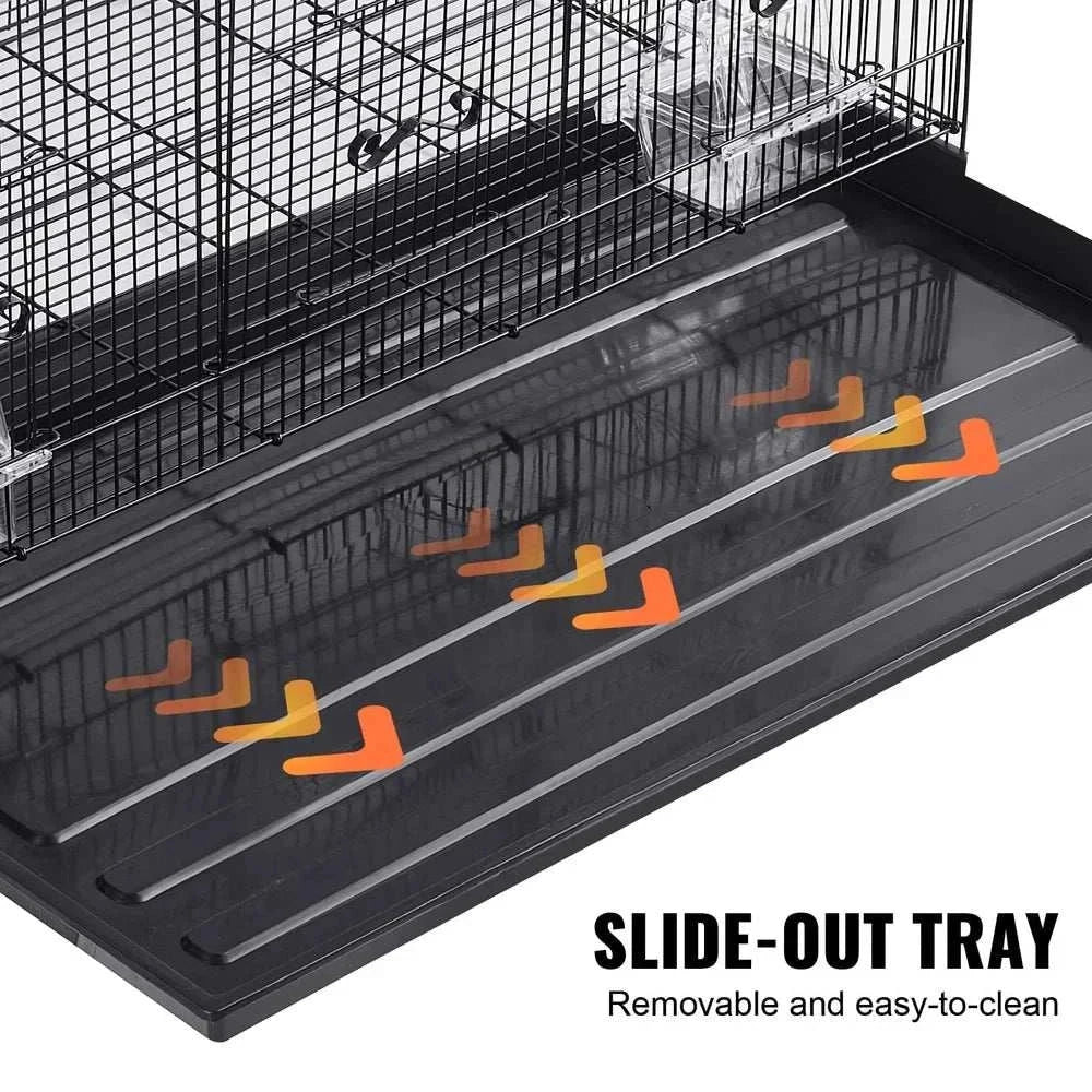 Large Metal Bird Cage for cockatiels and parakeets with secure doors, removable tray, and perches