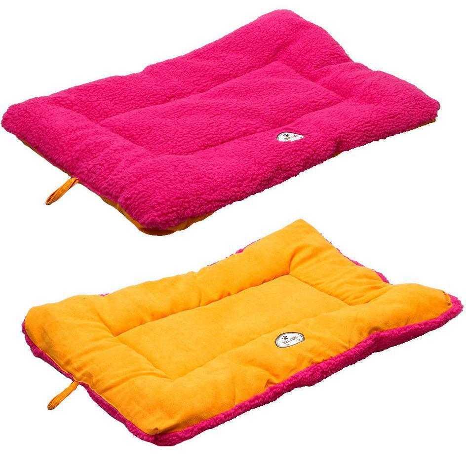 Pet Life 'Eco-Paw' reversible eco-friendly dog bed mat with fleece and polyester cotton layers, recyclable polyfill, medium size.