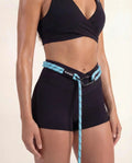 Aqua blue hands-free running dog leash with reflective detailing and adjustable ring