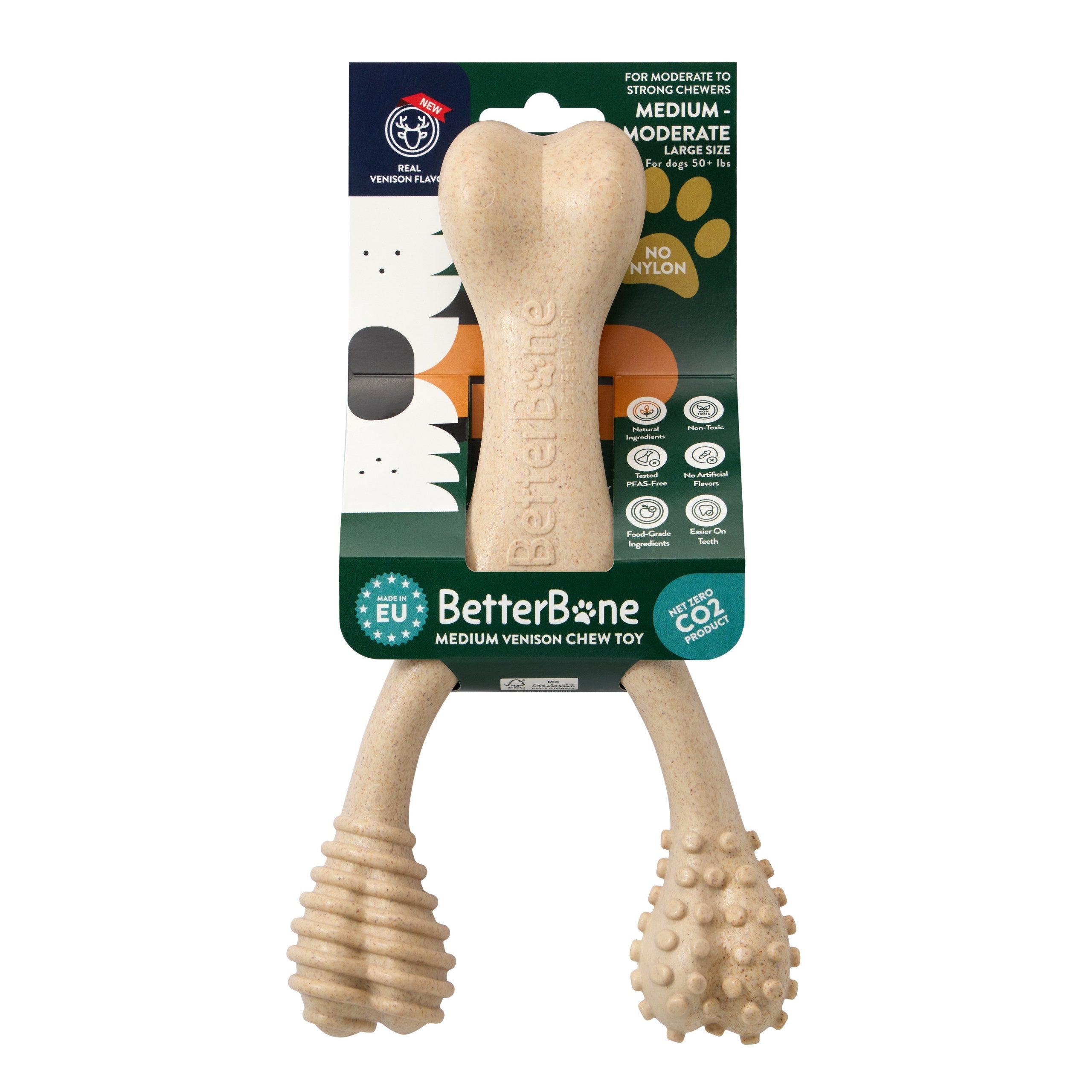 BetterBone MEDIUM Durability CHEW TOY: Perfect Chew for Everyday Chewers | Naturally Derived Ingredients, Eco-Friendly, Non-Toxic